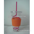 22oz new popular single wall plastic straw tumbler
